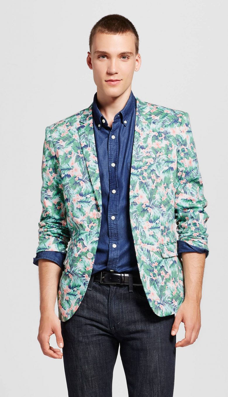 WD-NY Black Pink and Green Floral Blazer