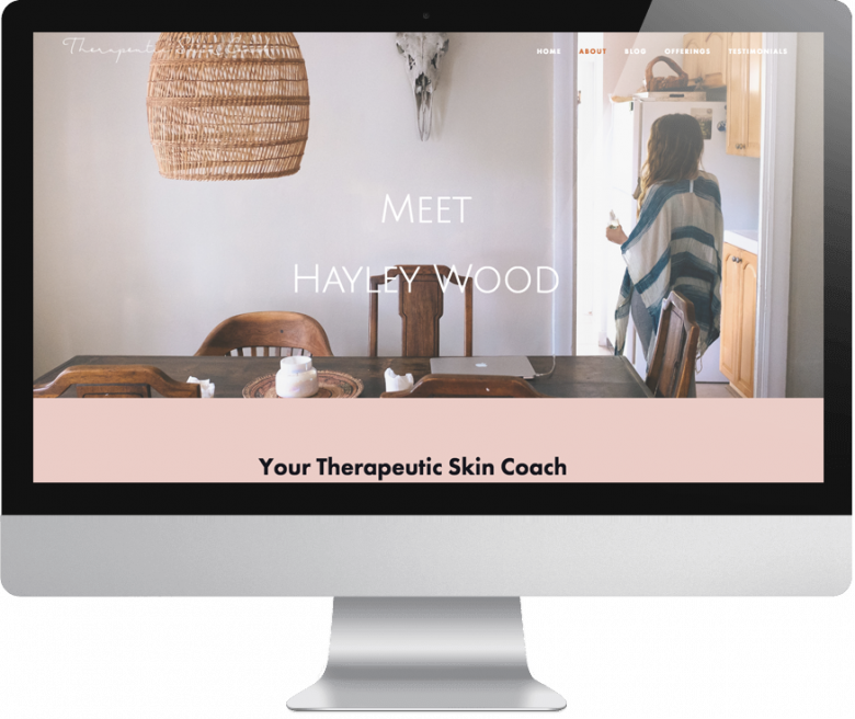 Haley Wood Therapeutic Skin Coach Website on monitor