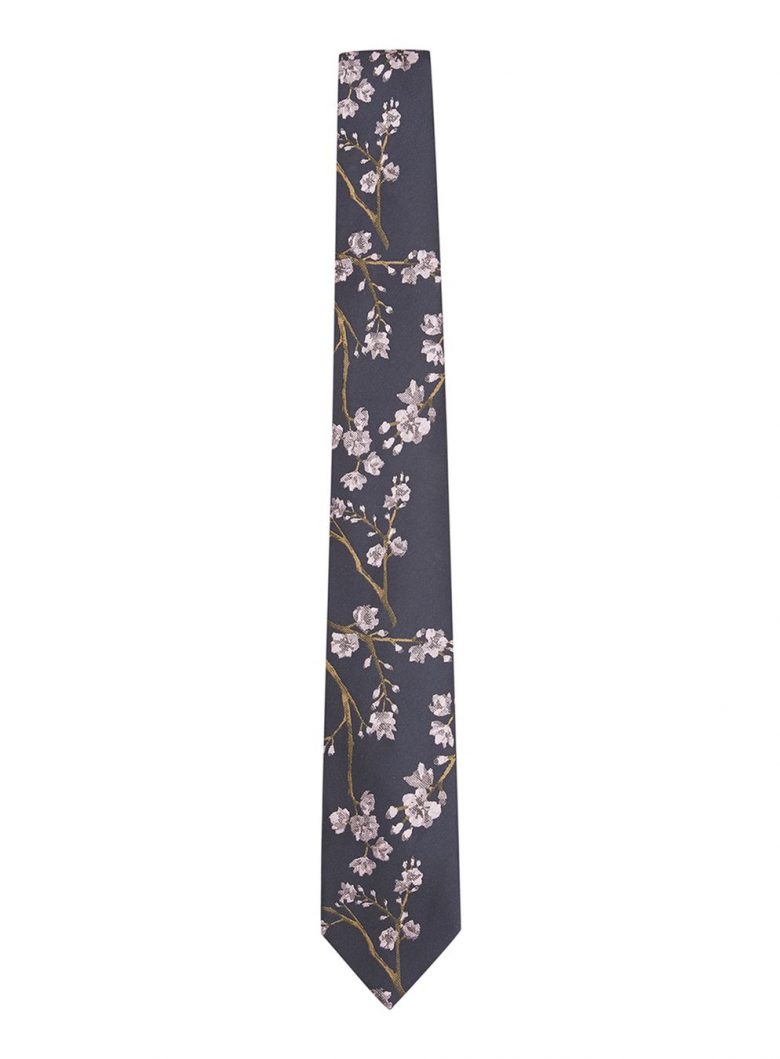 Navy Floral Print Tie from Topman