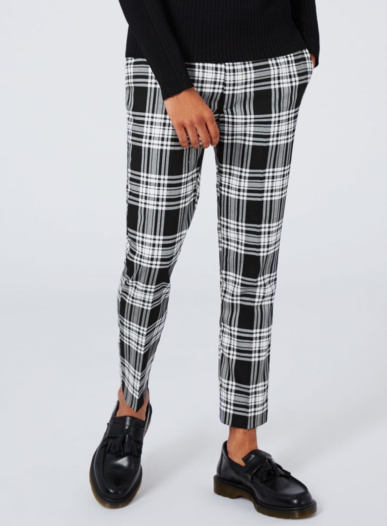 Pants: Black and White Check Ultra Skinny Fit Cropped Dress Pants