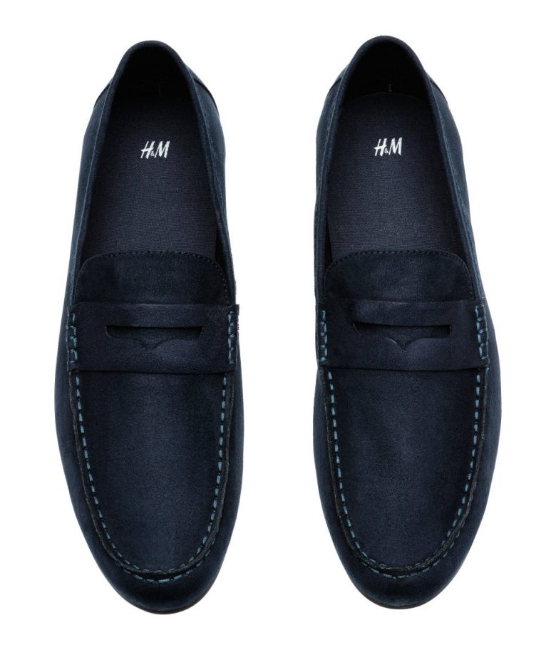 Shoes: dark blue loafers from H&M