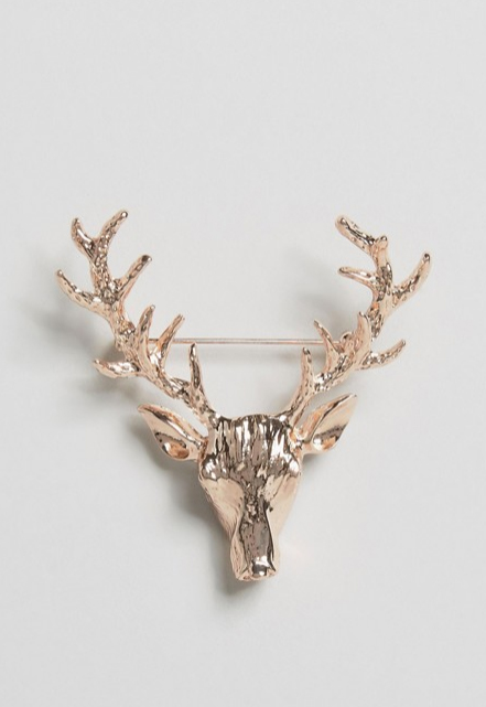 DesignB London Stag Lapel Pin In Rose Gold from ASOS