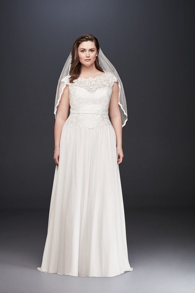 Illusion Lace and Chiffon Wedding Dress