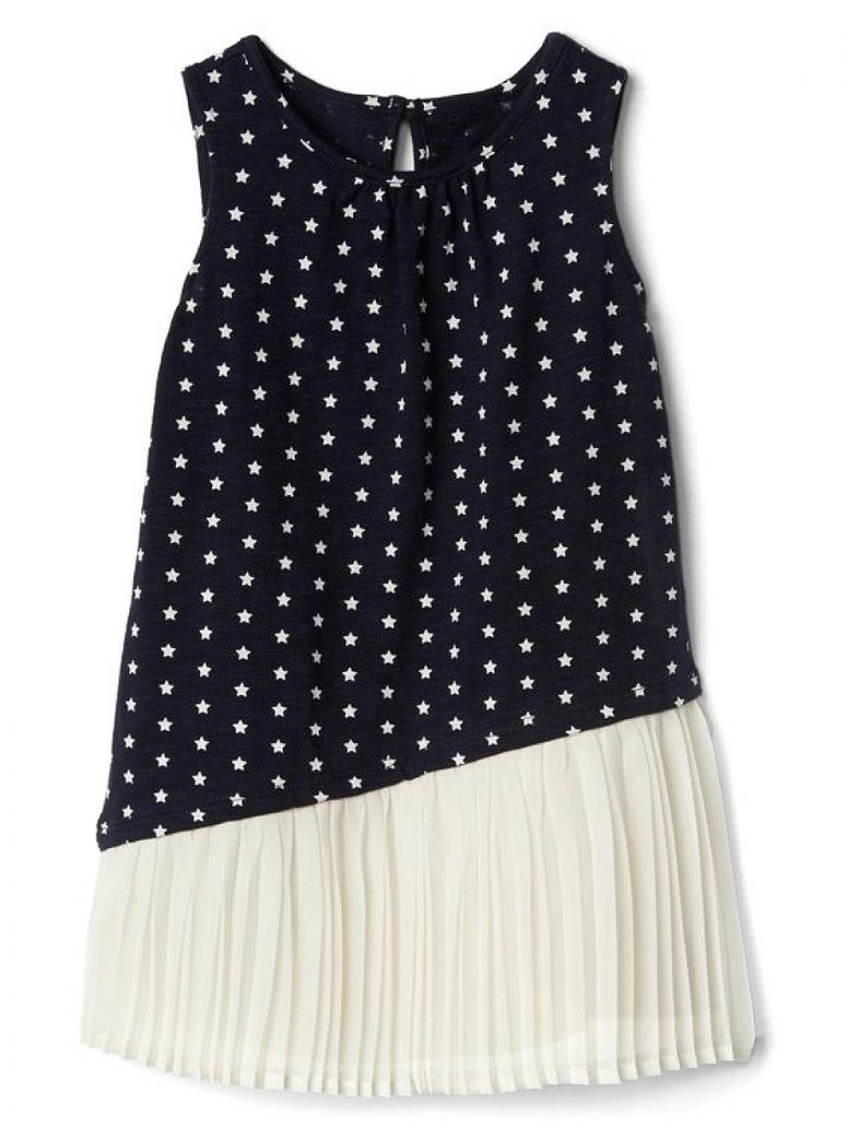shift dress with stars with pleated hem