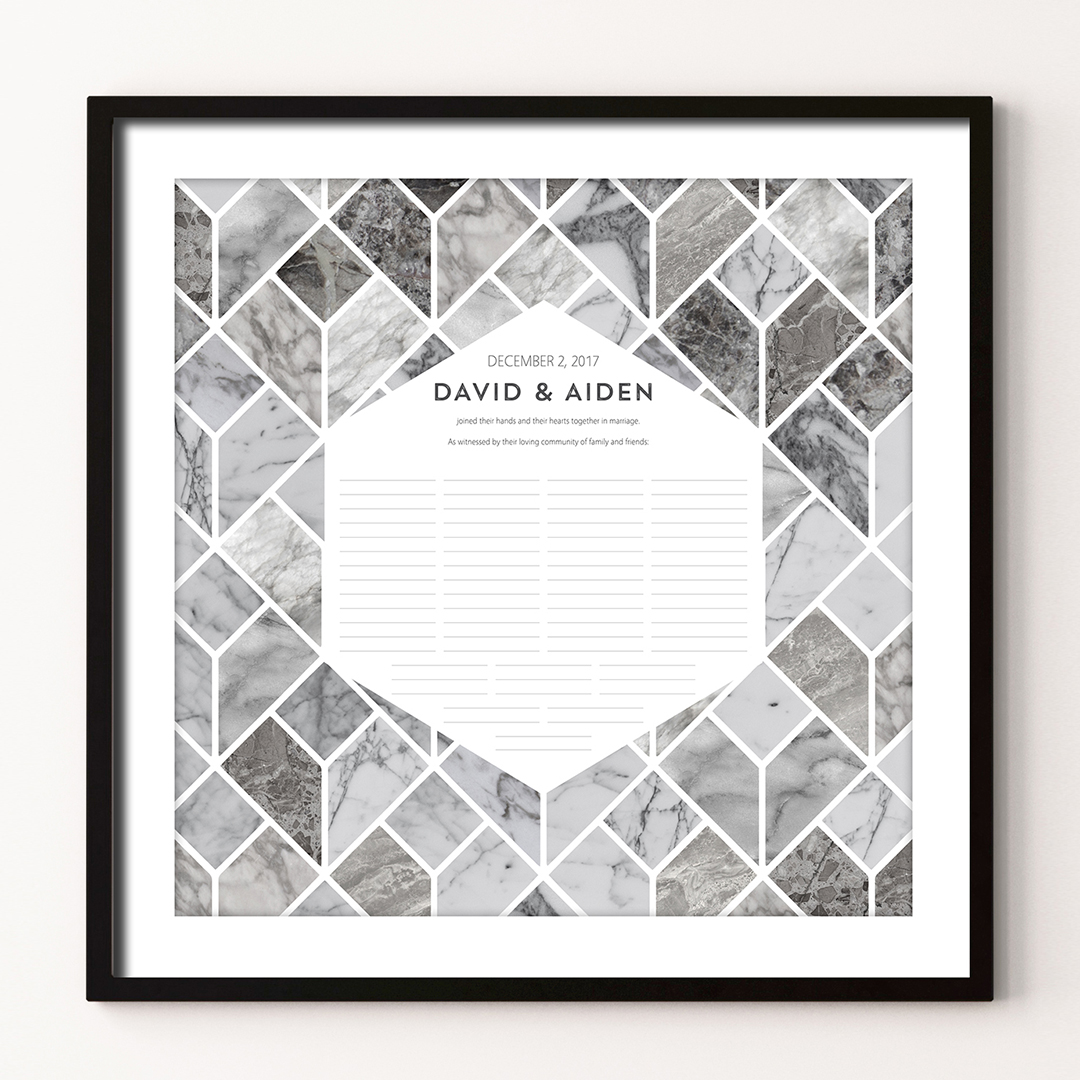 Ink With Intent marble pattern wedding certificate