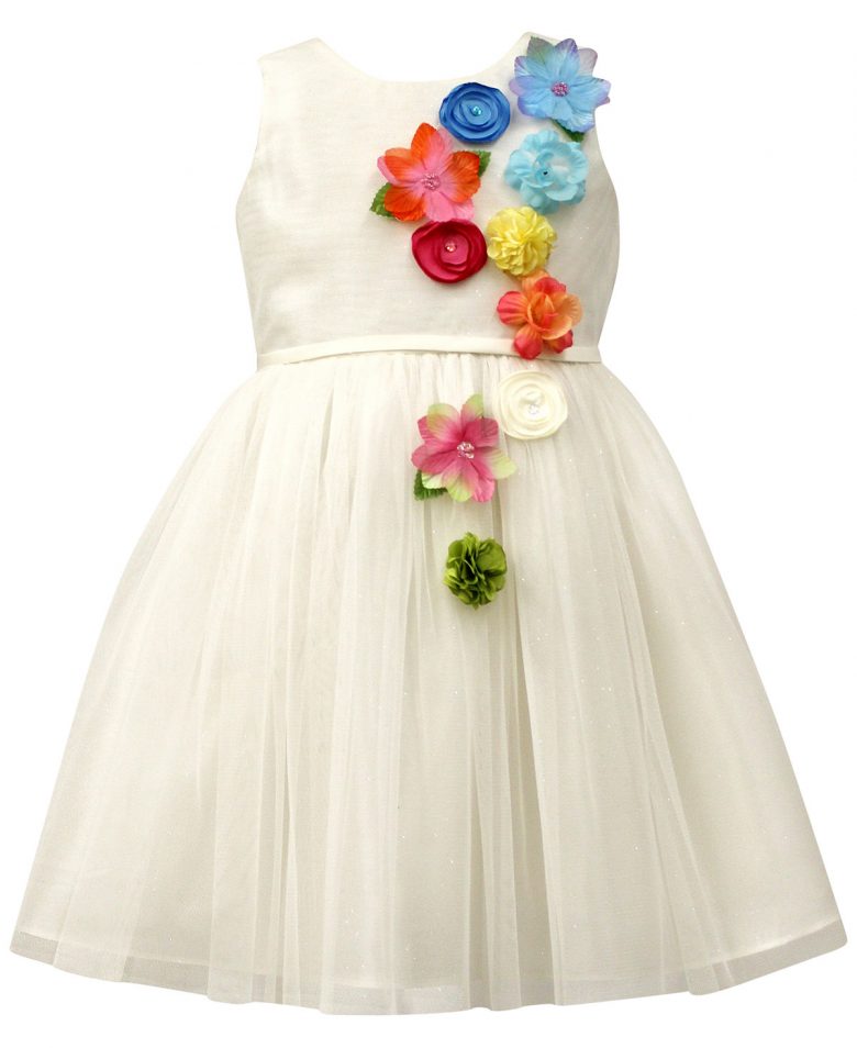 white dress with artificial flowers