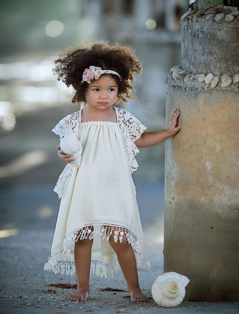White boho flower girl dress
