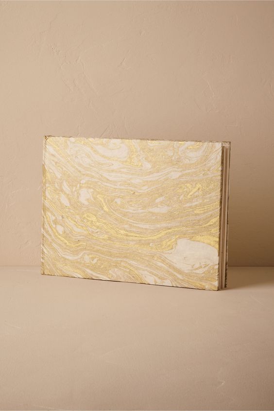gold marbled paper guest book