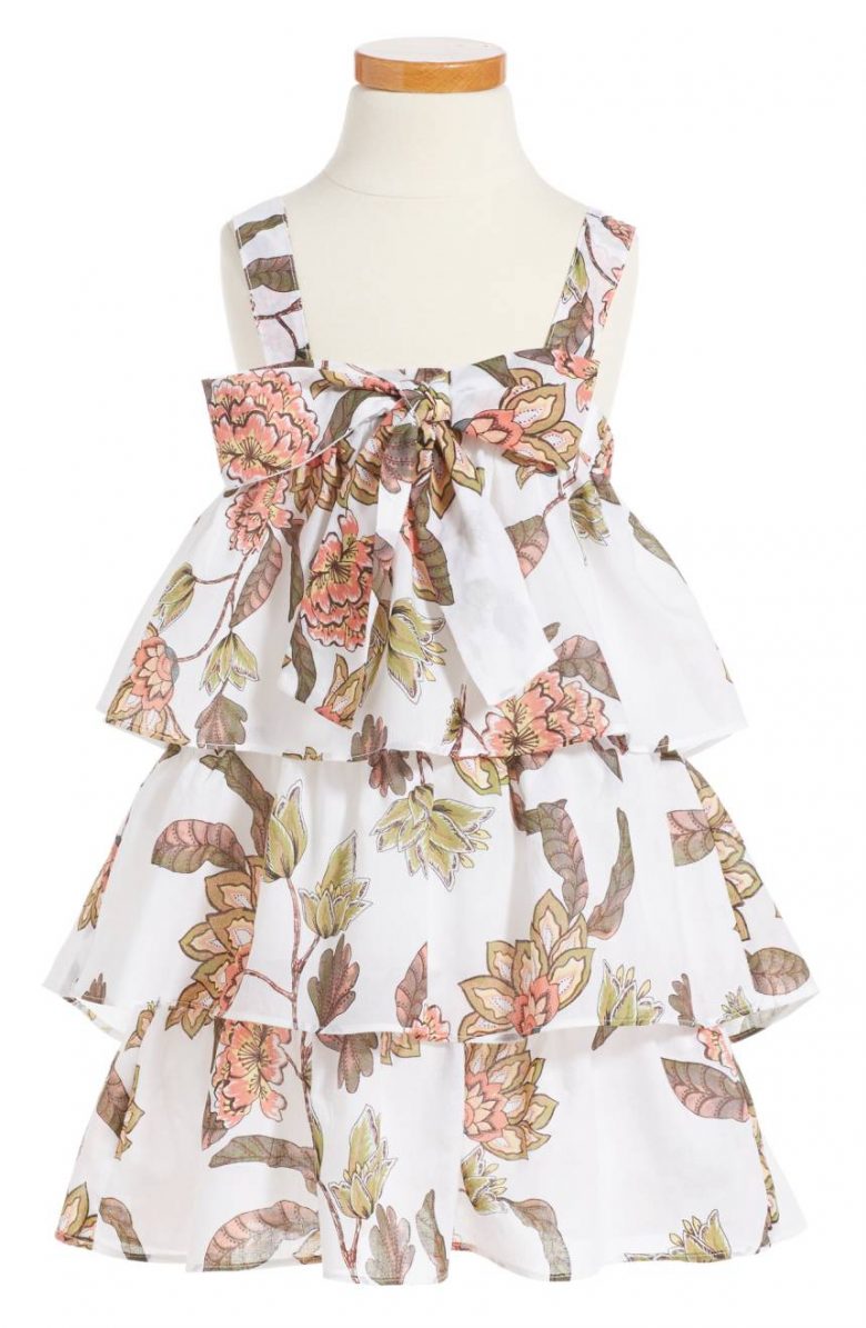 three tiered dress with floral pattern