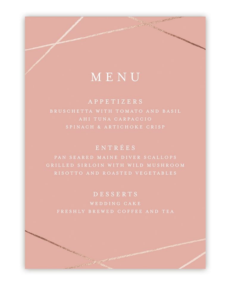 Abstract Elegance Foil-Pressed Menu by Belia Simm for Minted