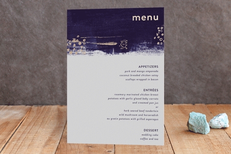Painted Canvas Foil-Pressed Menu by Robin Ott for Minted