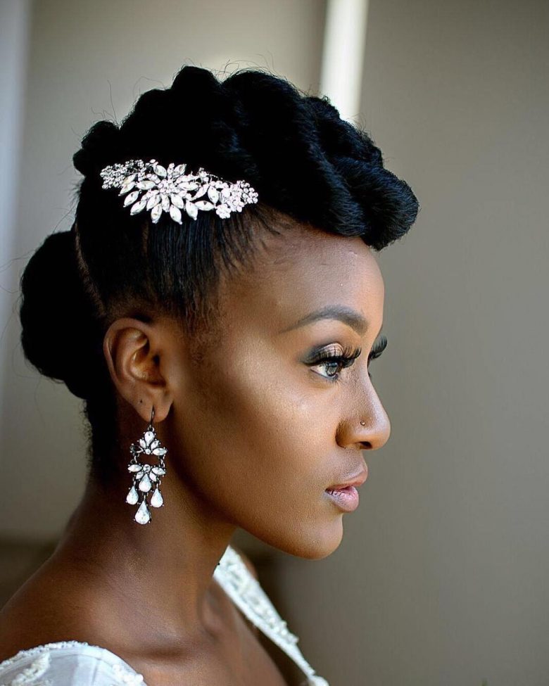 jeweled comb in an updo