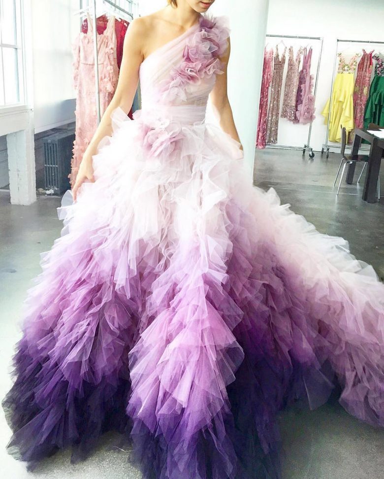Purple tulle ombre gown