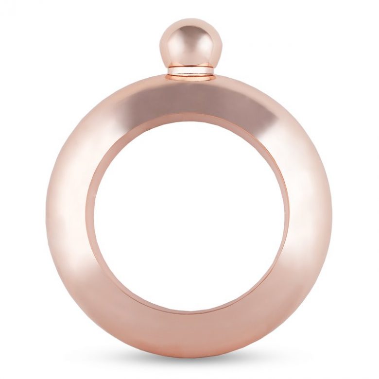 millennial pink rose gold round bracelet flask with round knob 