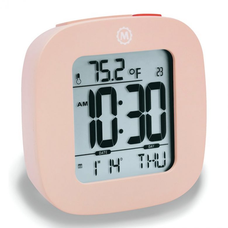 millennial pink digital alarm clock
