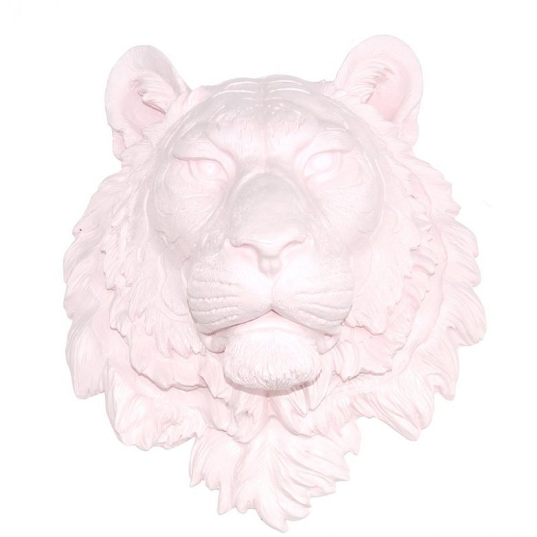 faux taxidermy millennial pink lion head wall decor