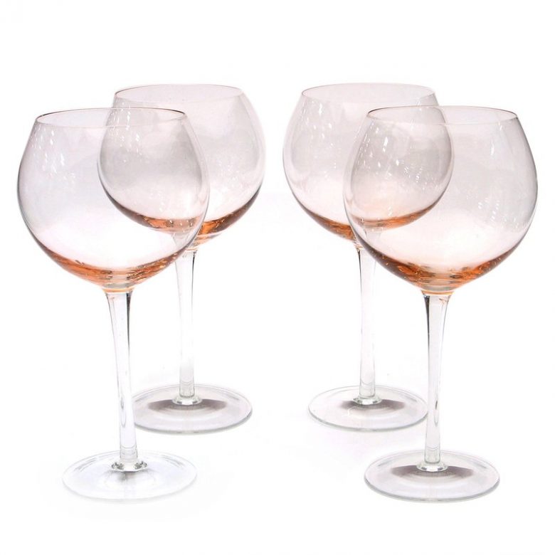 set of 4 millennial pink red wine glasses