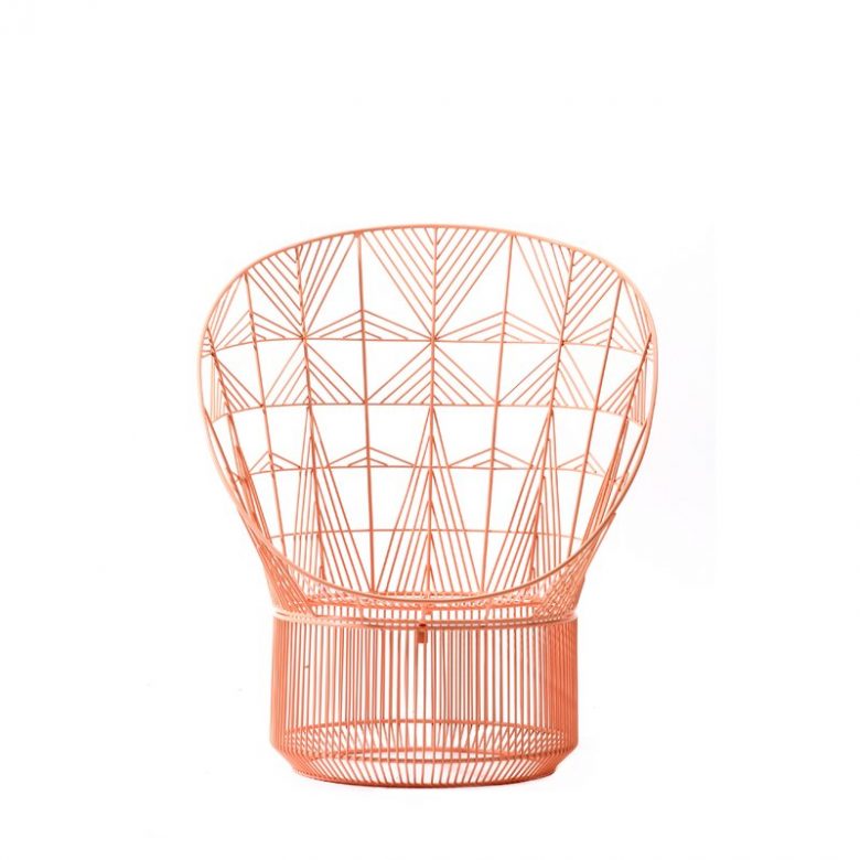 geometric millennial pink bentwood papasan chair