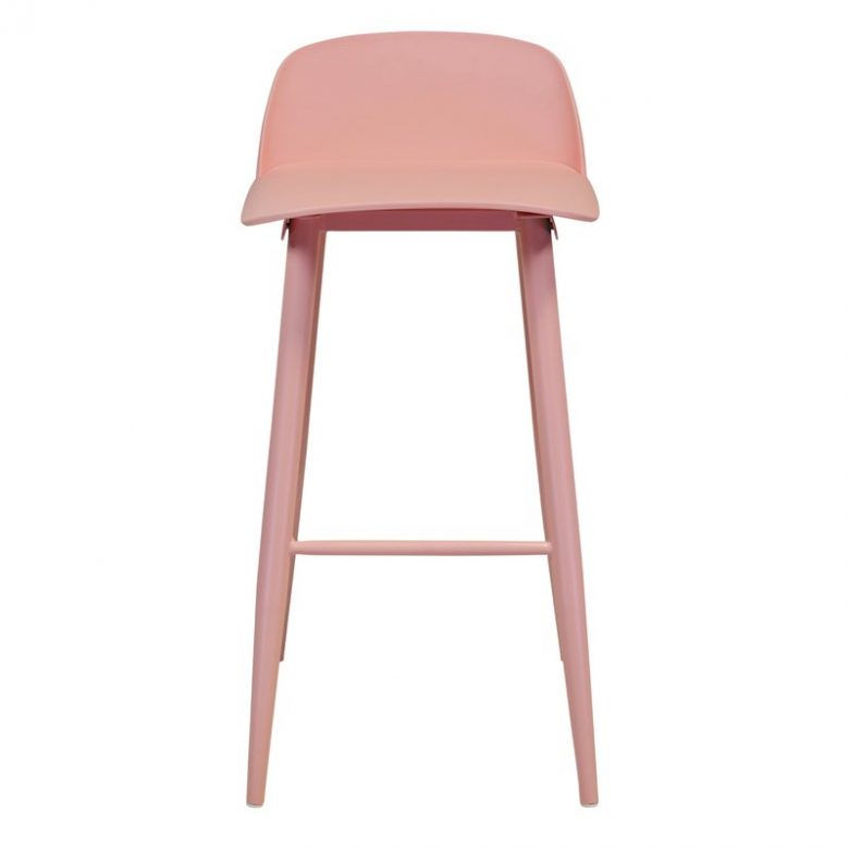 millennial pink barstool with short back on seat