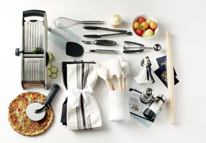 picture of various kitchen gadgets for a wedding registry