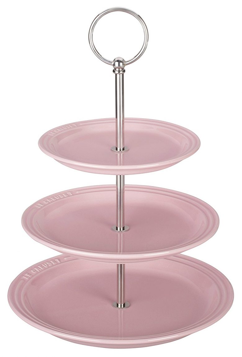 millennial pink Le Creuset stoneware 3 tier serving tray