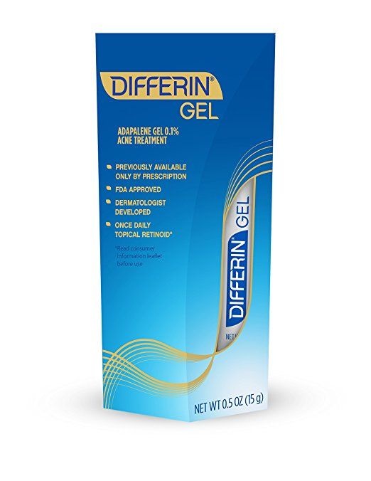 blue box of Differin gel acne treatment