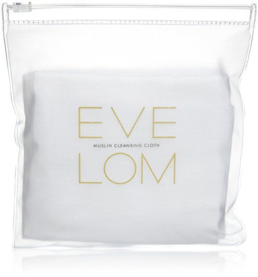 Clear pouch holding Eve Lom muslin cleansing cloths