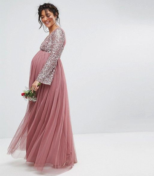 Long Sleeve Maxi Dress with Sequins