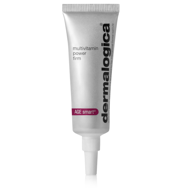silver tube of dermalogica skincare multivitamin power firm eye serum gel.