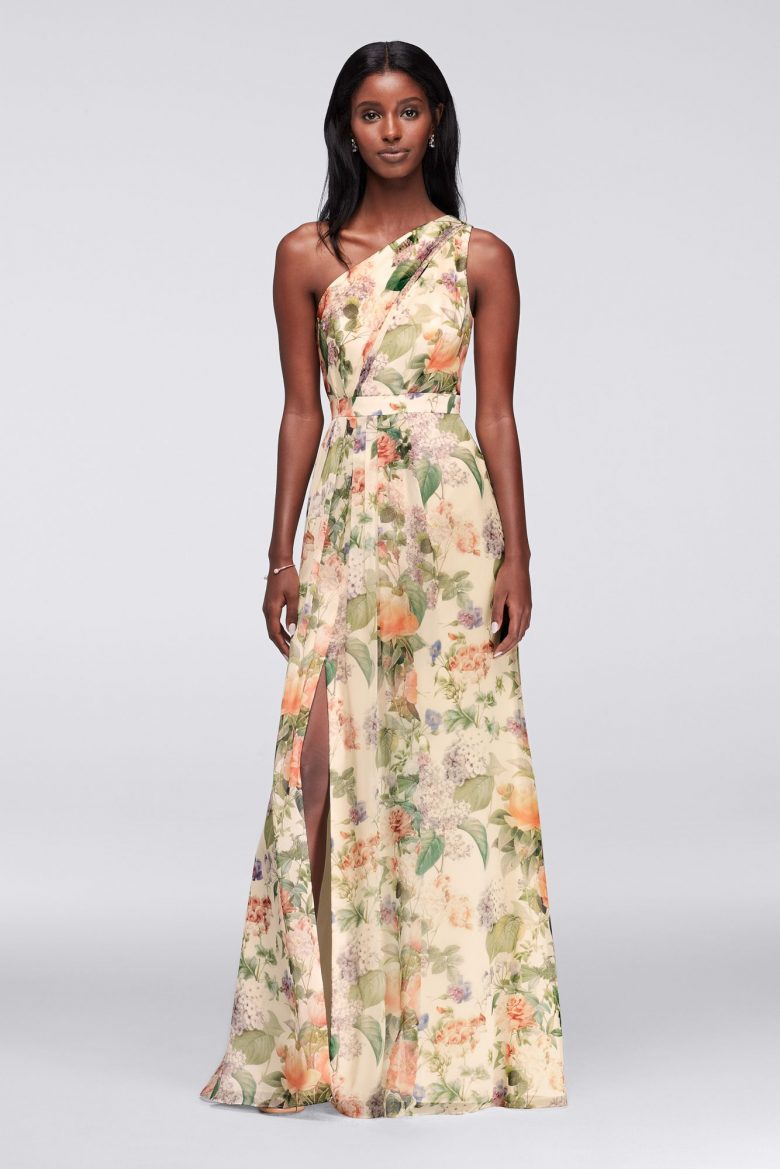 Floral Asymmetric One Shoulder Printed Dress