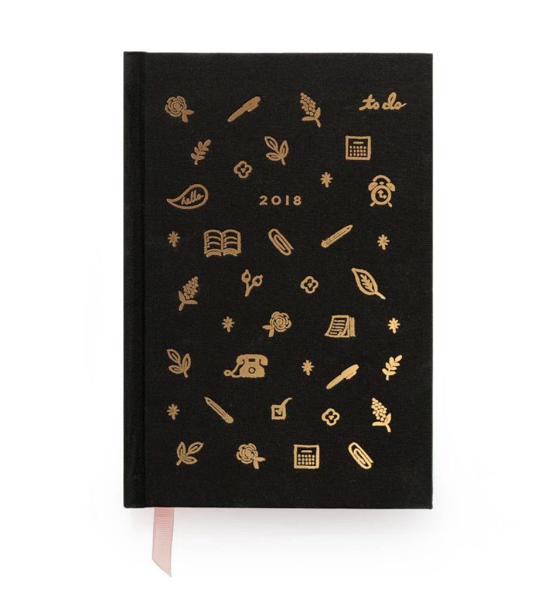 black and gold 2018 hardcover planner