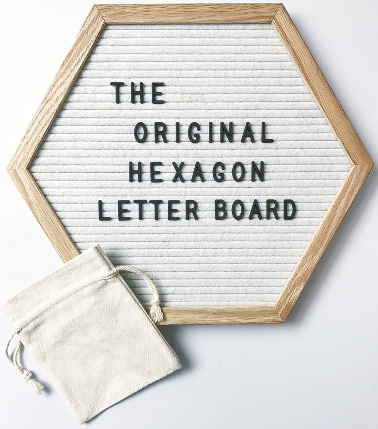 white hexagon letter board