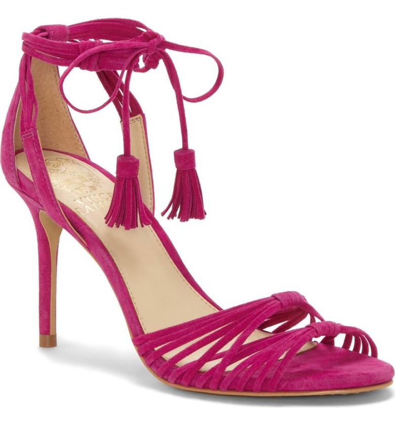 high heel tassel sandal wedding shoe in fuchsia