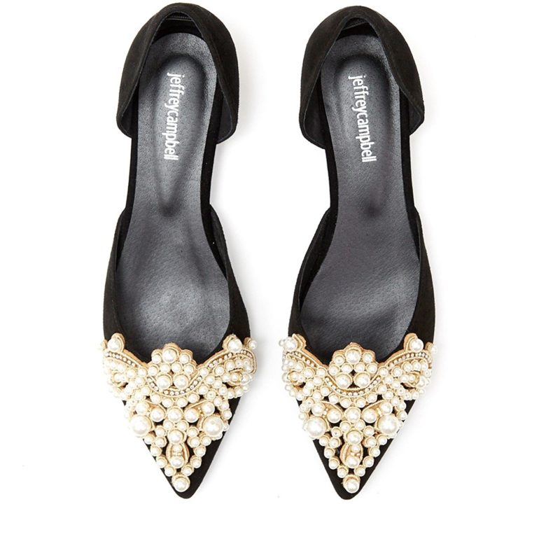 black flats with pearls