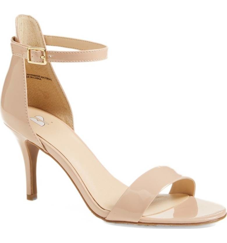 nude strap wedding shoes with a mid heel