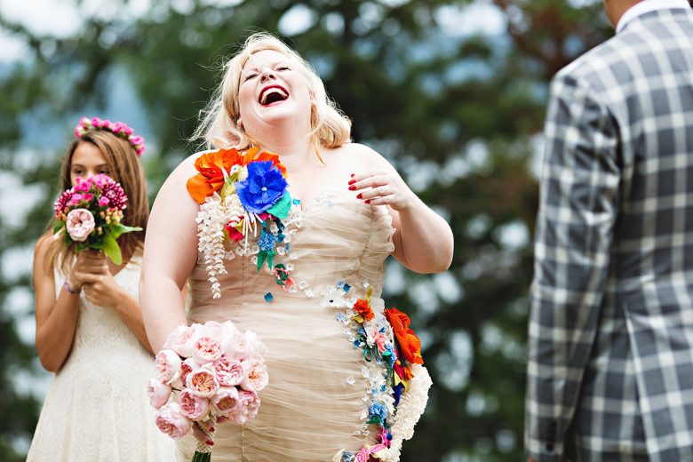 Lindy West laughing at her wedding