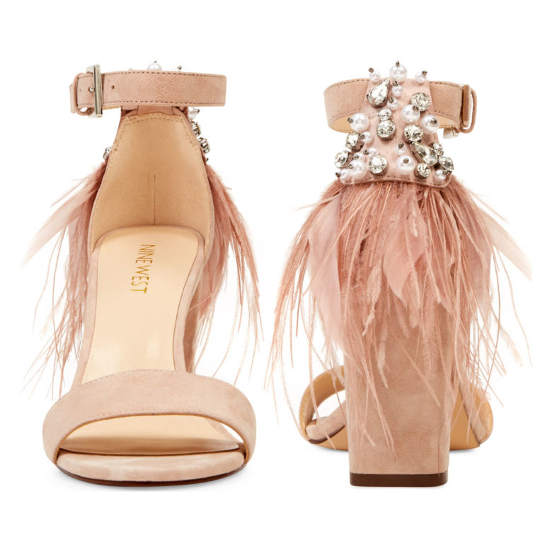 high heels with feather fringe