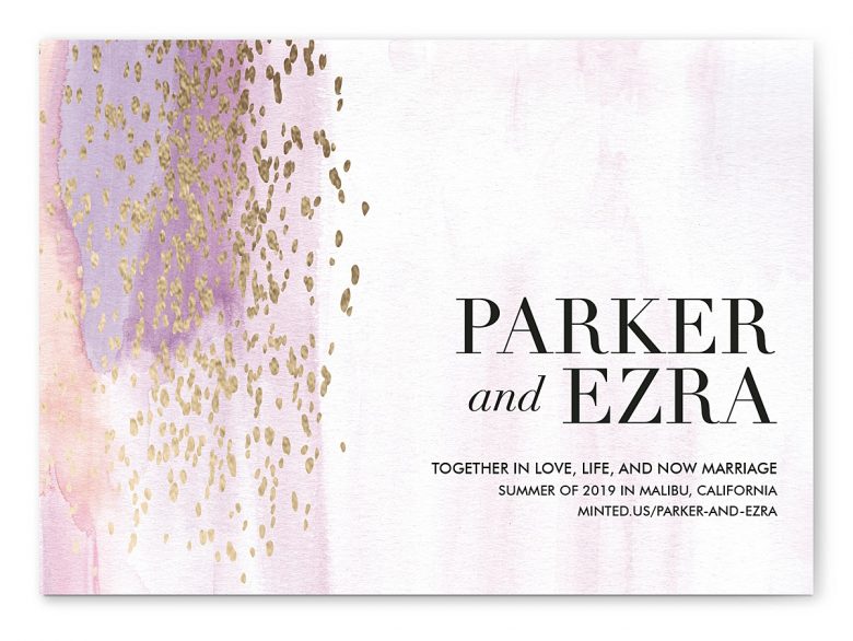 abstract purple design on save the date
