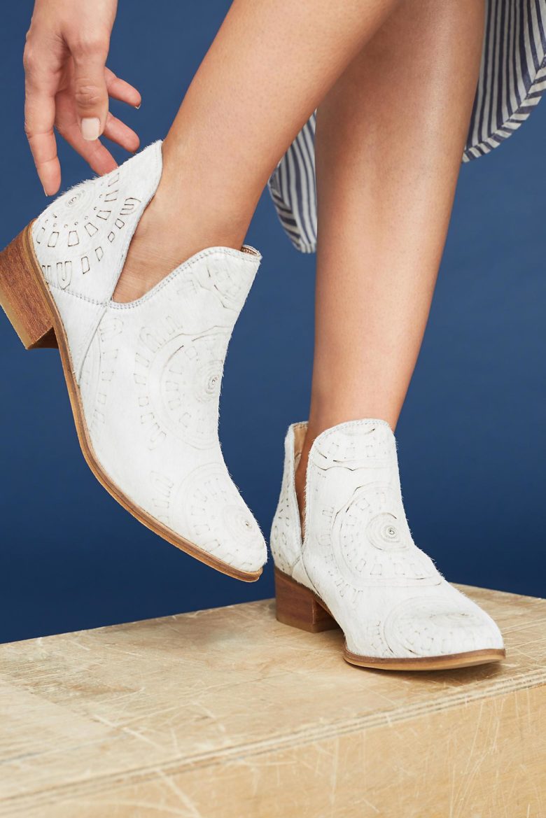 white cutout booties