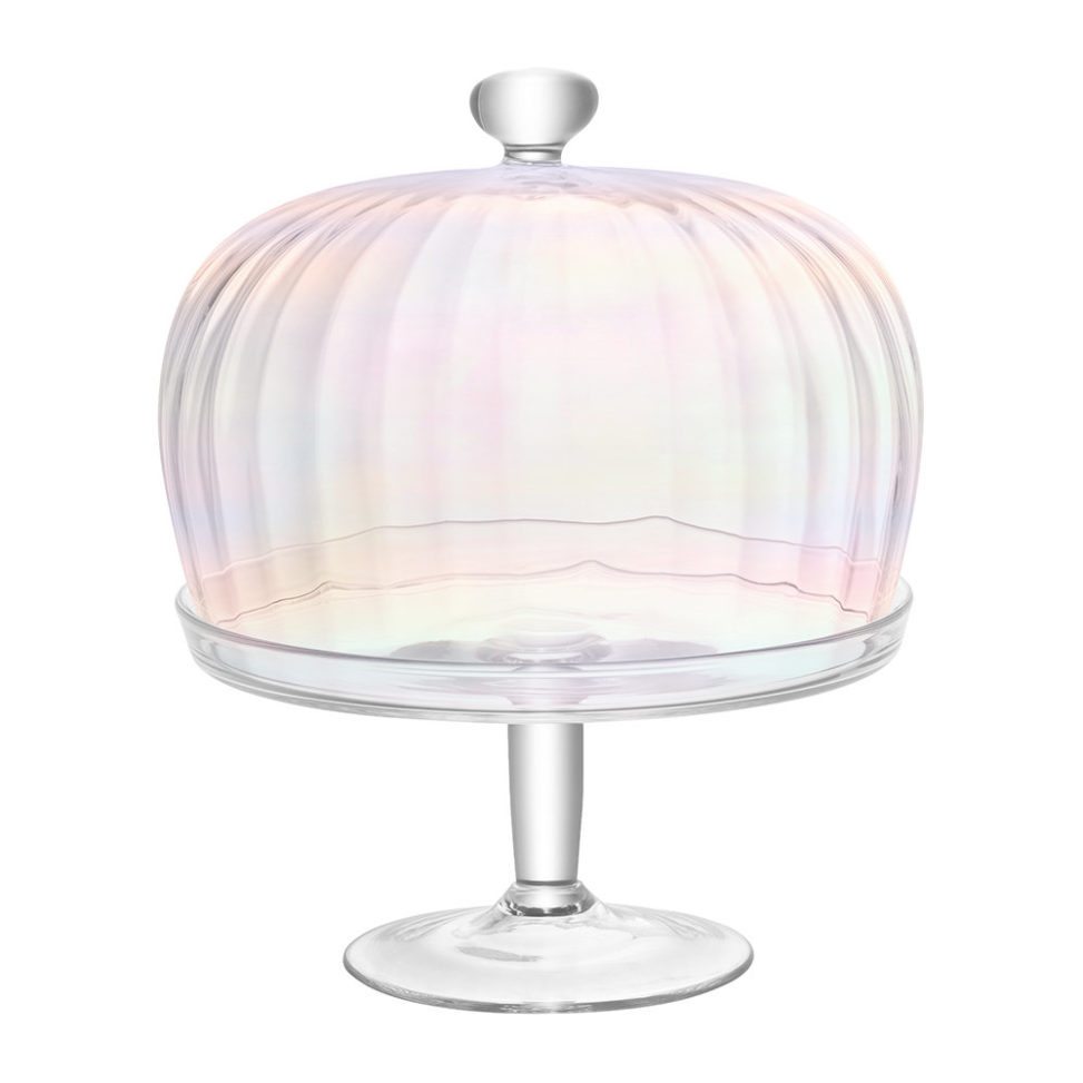 Pearlescent cake stand on white background