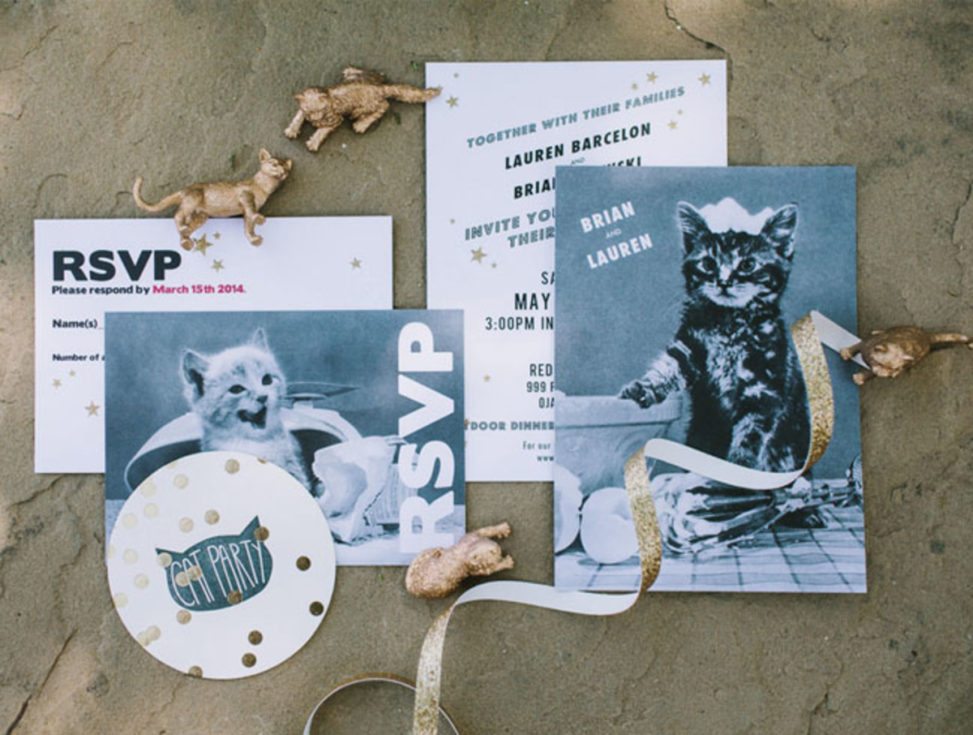 cat themed wedding stationery