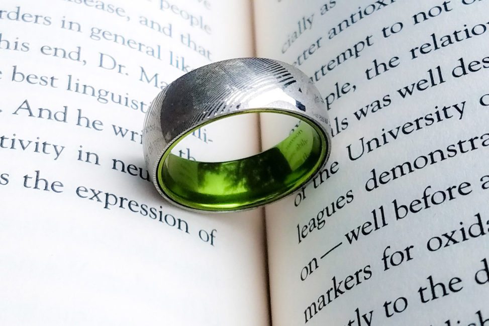 Manly Bands Green insert ring in silver