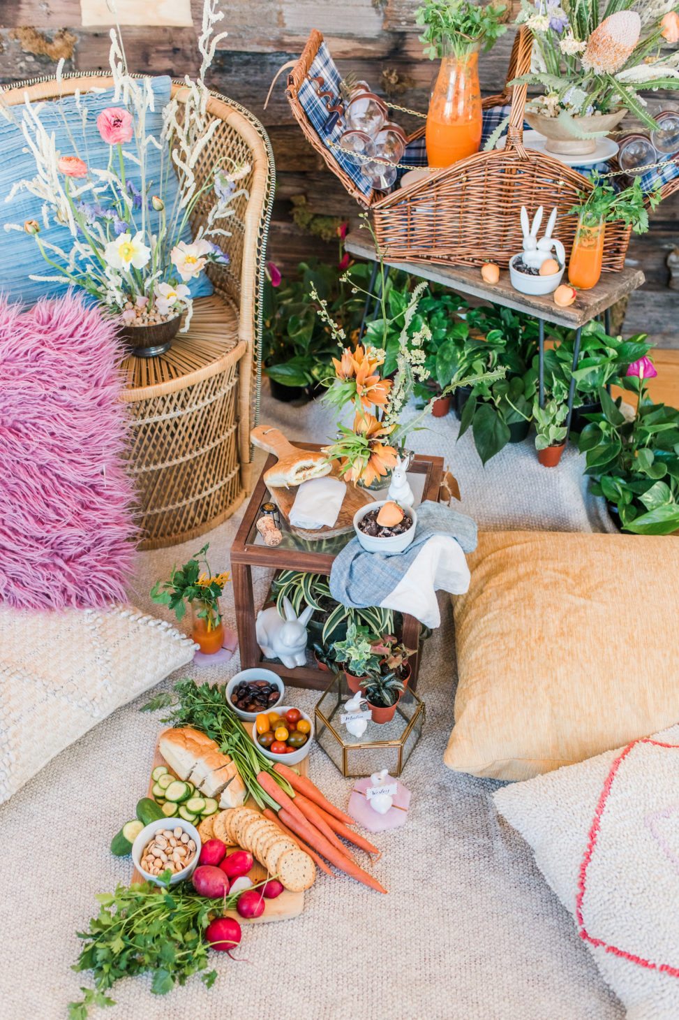 A styled shoot showing a garden picnic