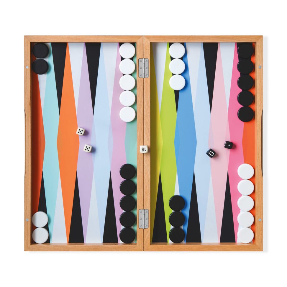 colorful backgammon set on white