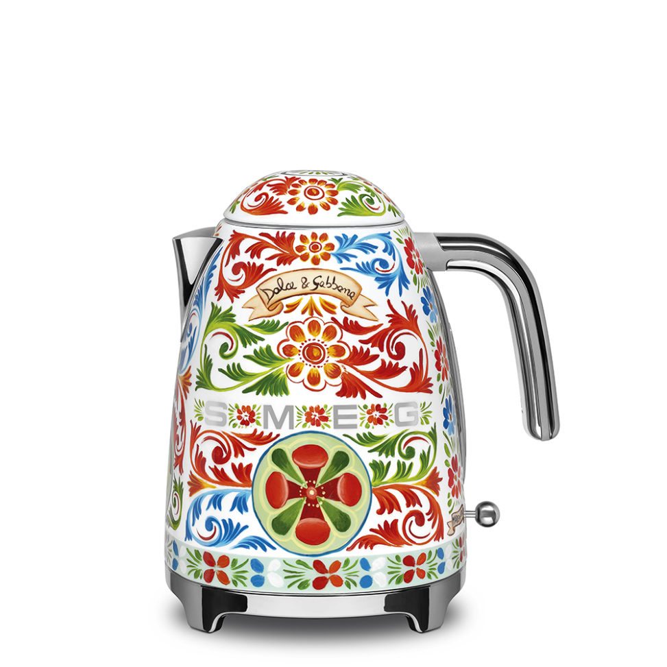 Colorful kettle on white