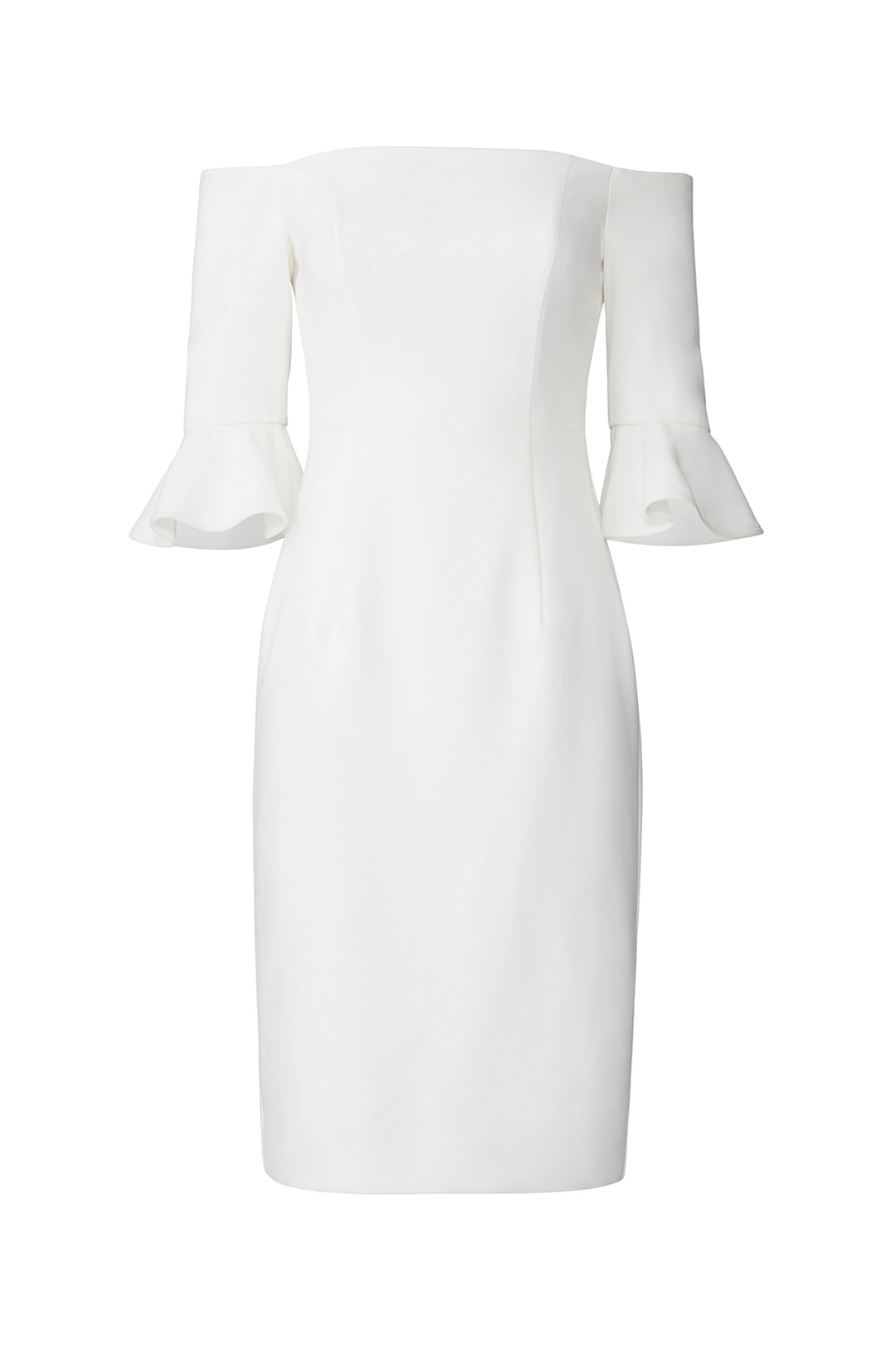 a simple white dress with 3/4 sleeves