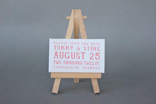 save the date on a mini easel
