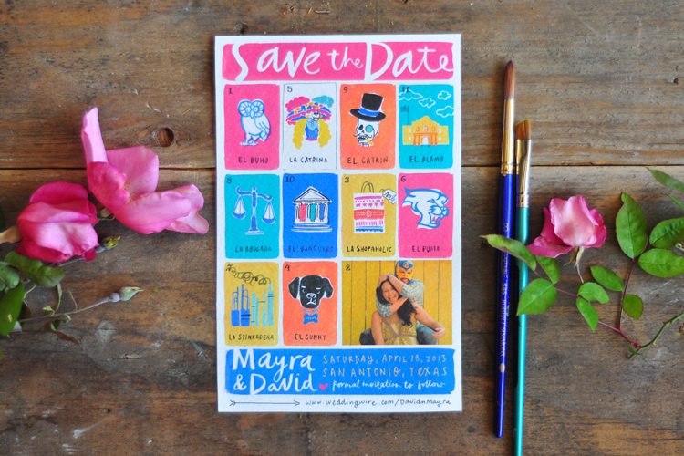 colorful loteria style save the date