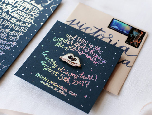 Holographic Foil Wedding Save the date with Enamel Pin