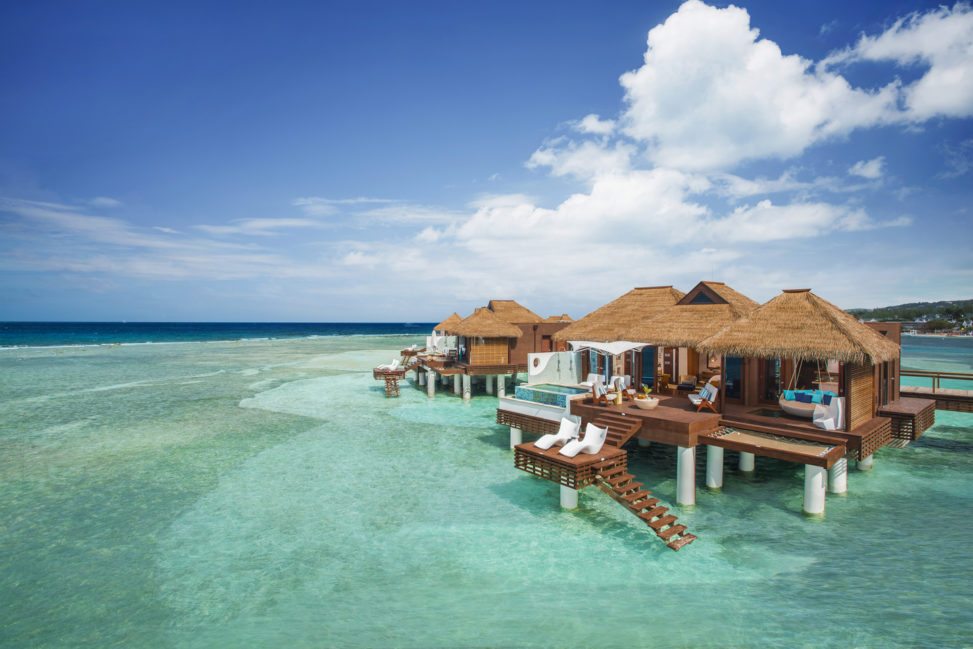 over water bungalows at a Sandals resort